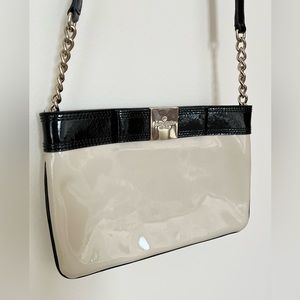 Kate Spade cream and black patent leather crossbody purse